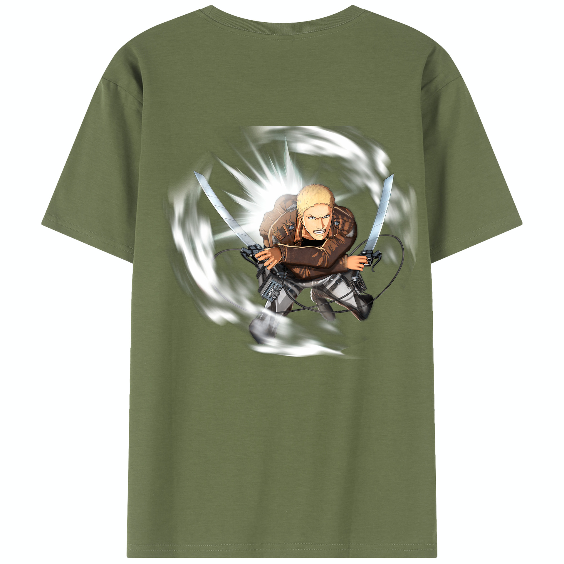 （画像用） 進撃の巨人 ライナー・ブラウン Attack on Titan Reiner Braun 綿100％半袖Tシャツ（背面プリント）
